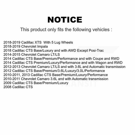 Kugel Front Rear Wheel Bearing & Hub Assembly Kit For Chevrolet Camaro Cadillac CTS Impala XTS K70-101737